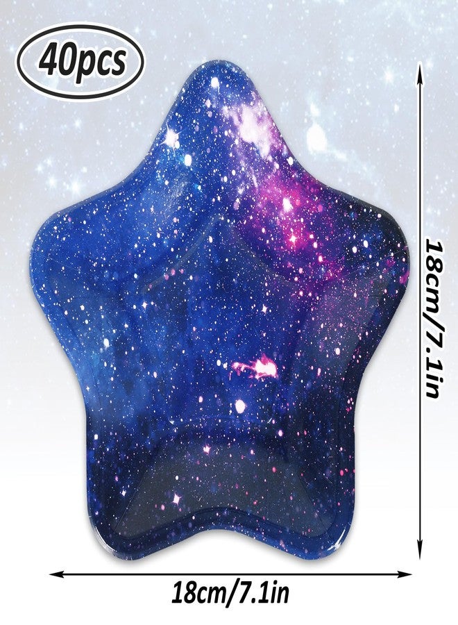 Whaline 40Pcs Star Paper Plates Galaxy Space Disposable Plates Colorful for Holiday Birthday Wedding Tableware Decorative, 7.1 x 6.7 Inch - Image 2